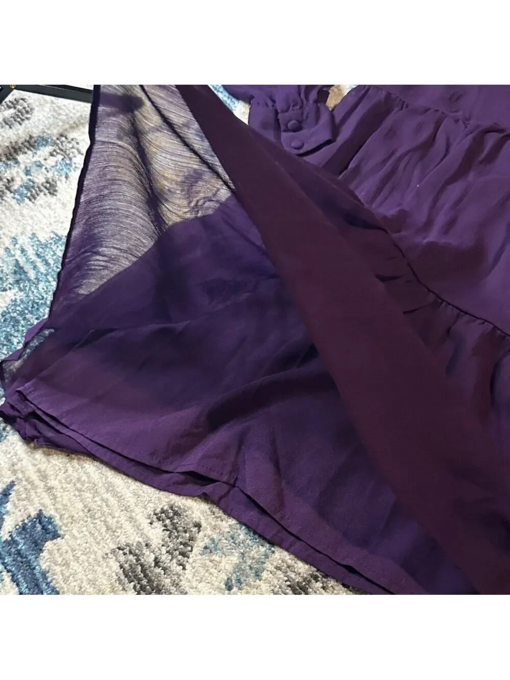 1 State Elegant Purple lined Tiered Babydoll Women's Dress sz Small - Picture 2 of 8